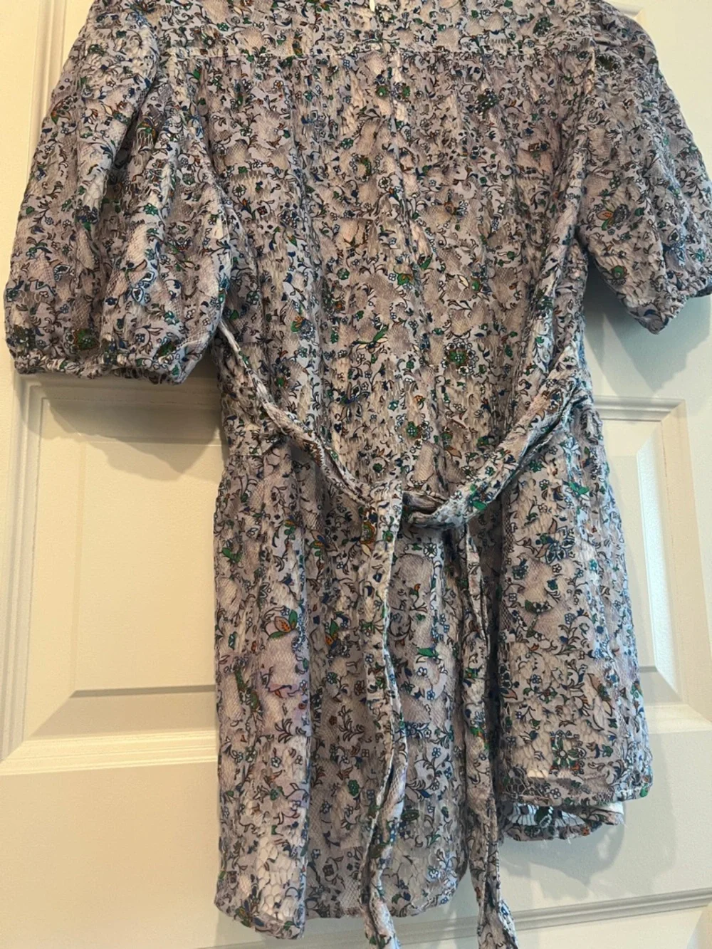 Tory Burch Blue Floral Puff-Sleeve Tunic
